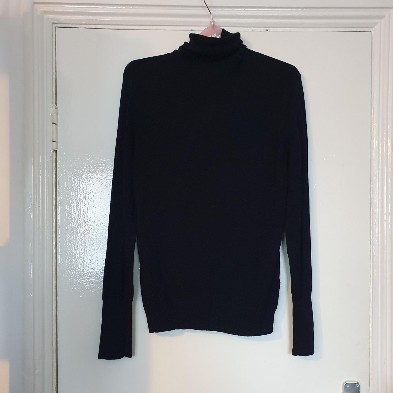 Zara navy knitted polo neck jumper size large... - Depop