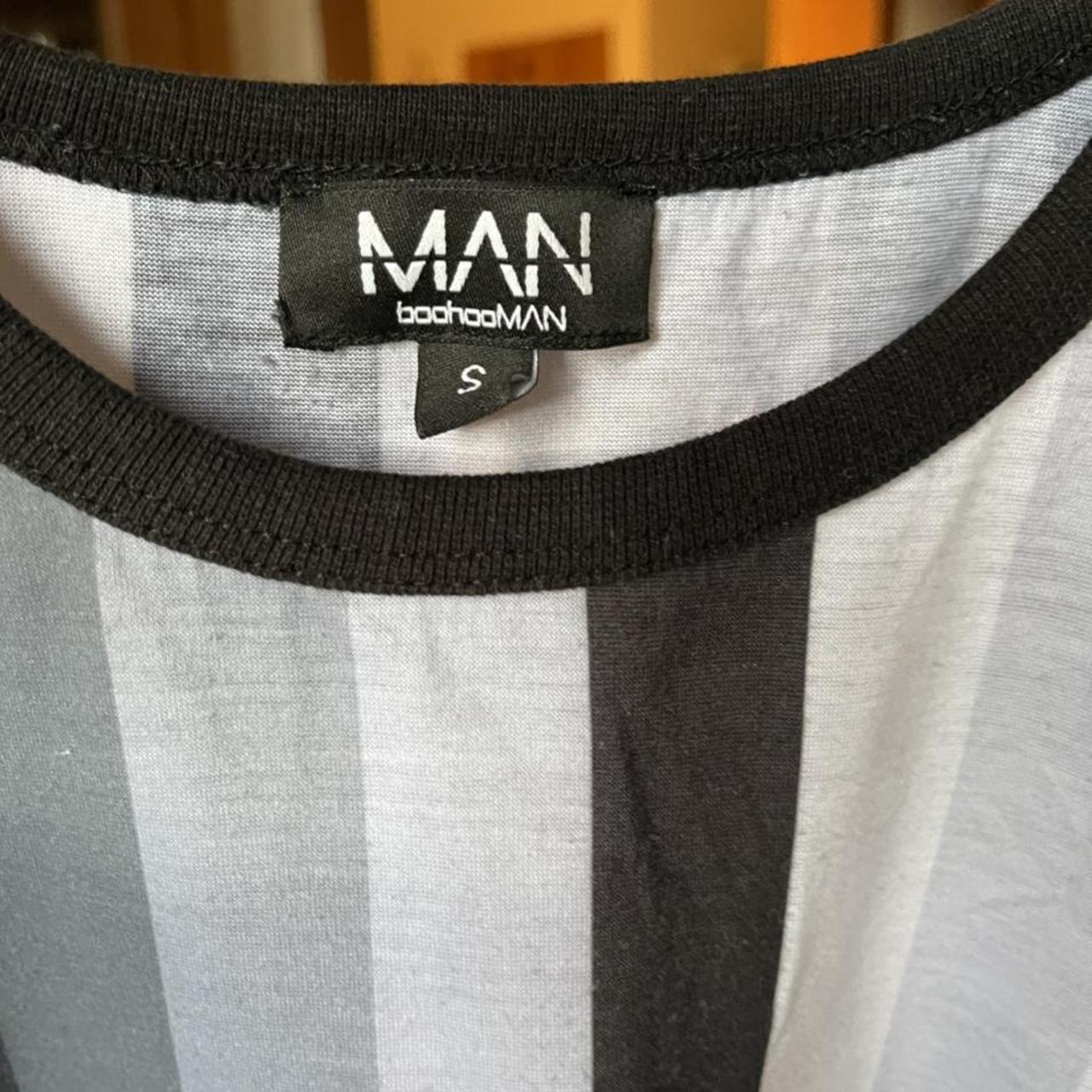 Boohoo Man T-shirt Grey and black Size S (fits... - Depop