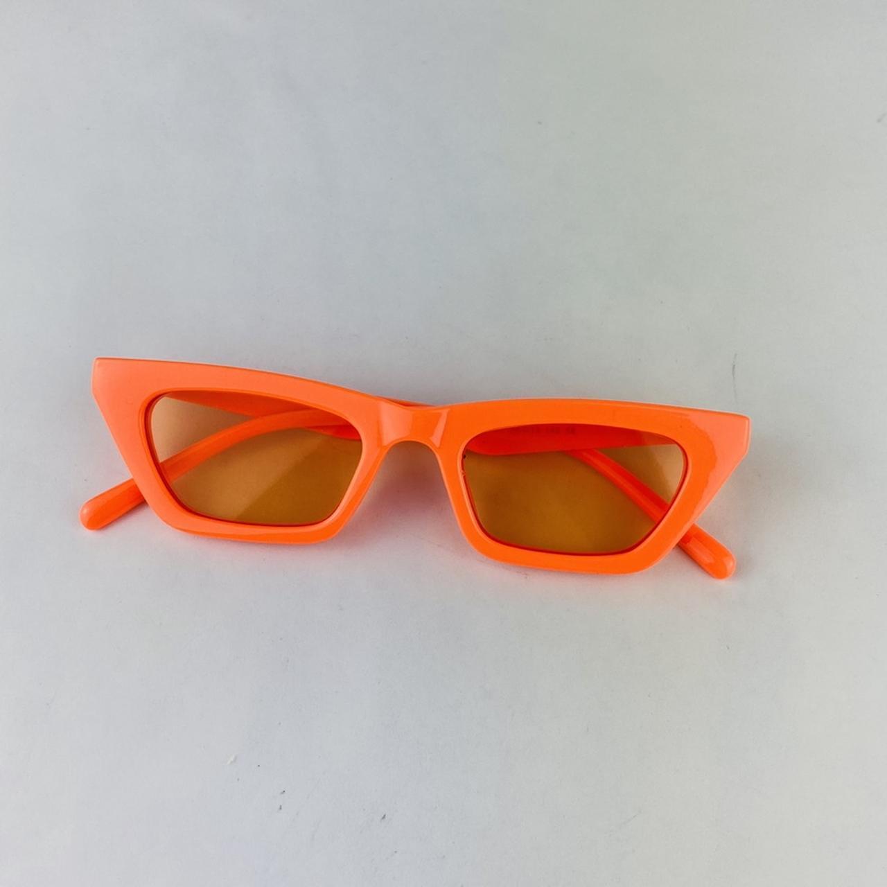 Funky cat eye sunglasses with neon orange frame. Tea... Depop
