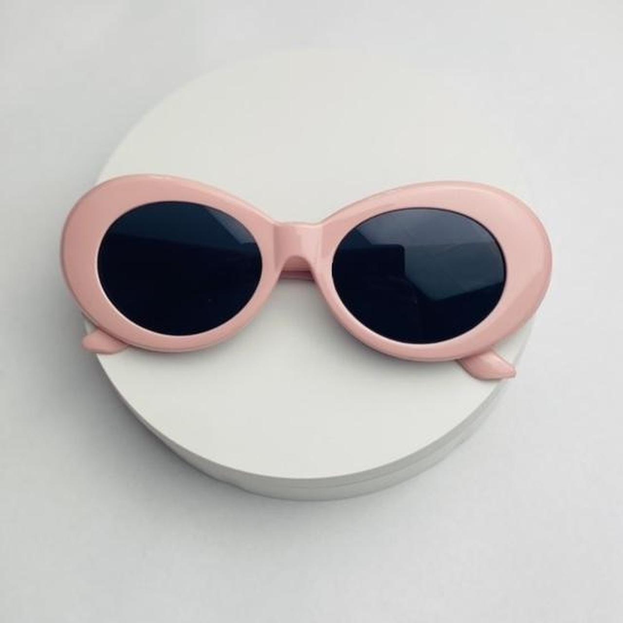 Soft pink clout goggles oval sunglasses with gray... - Depop