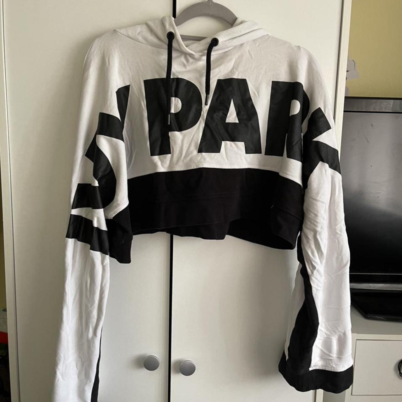 Ivy park black and white cropped hoodie sale