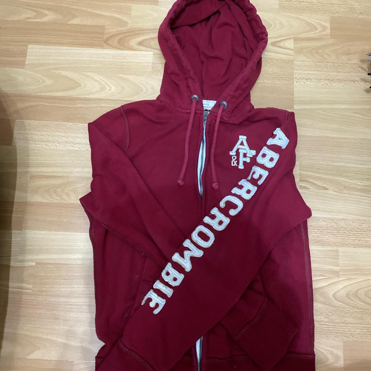 Abercrombie & Fitch Men's Burgundy and Red Hoodie | Depop
