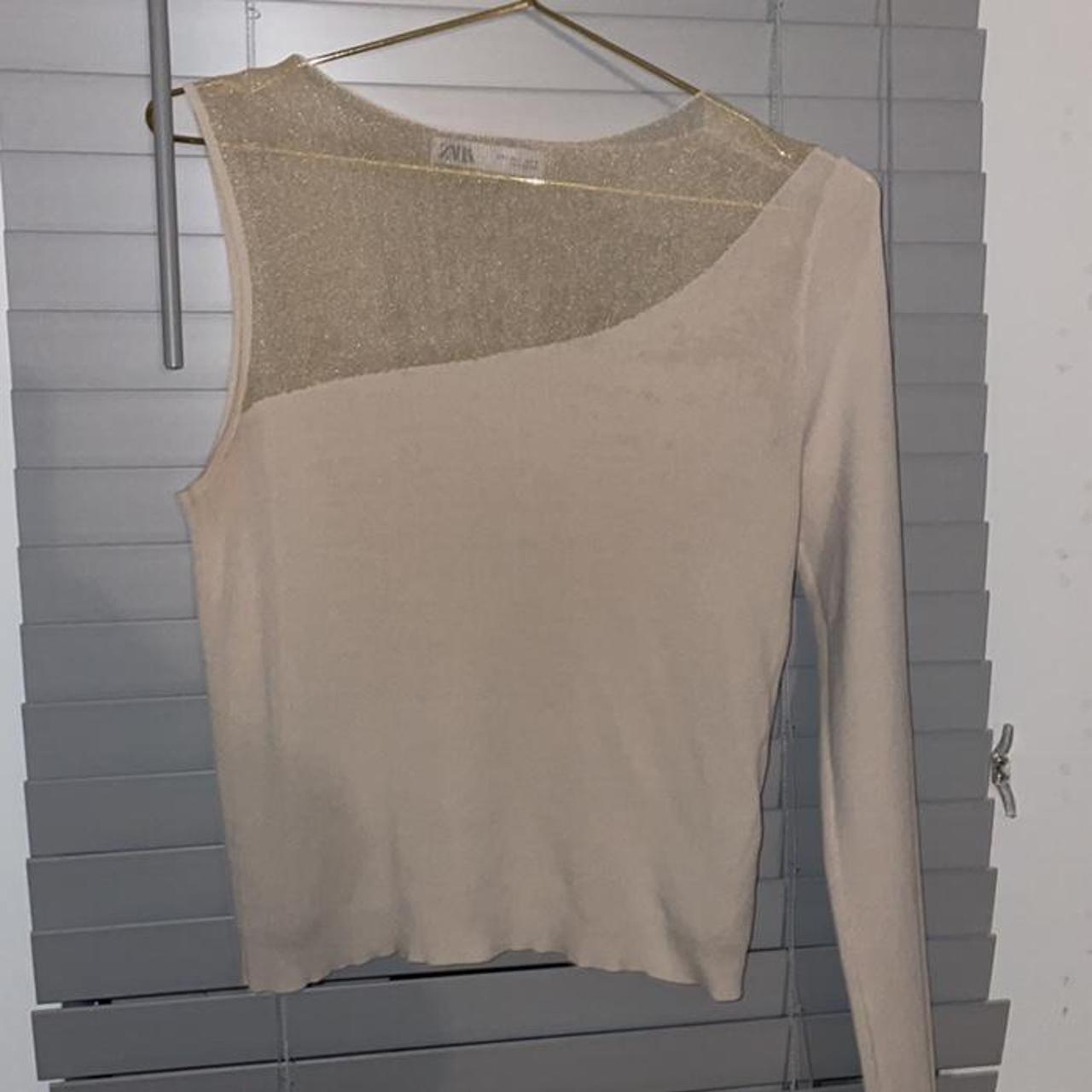 Zara one shoulder top with sparkle detail - Depop