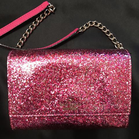kate spade pink sparkly purse