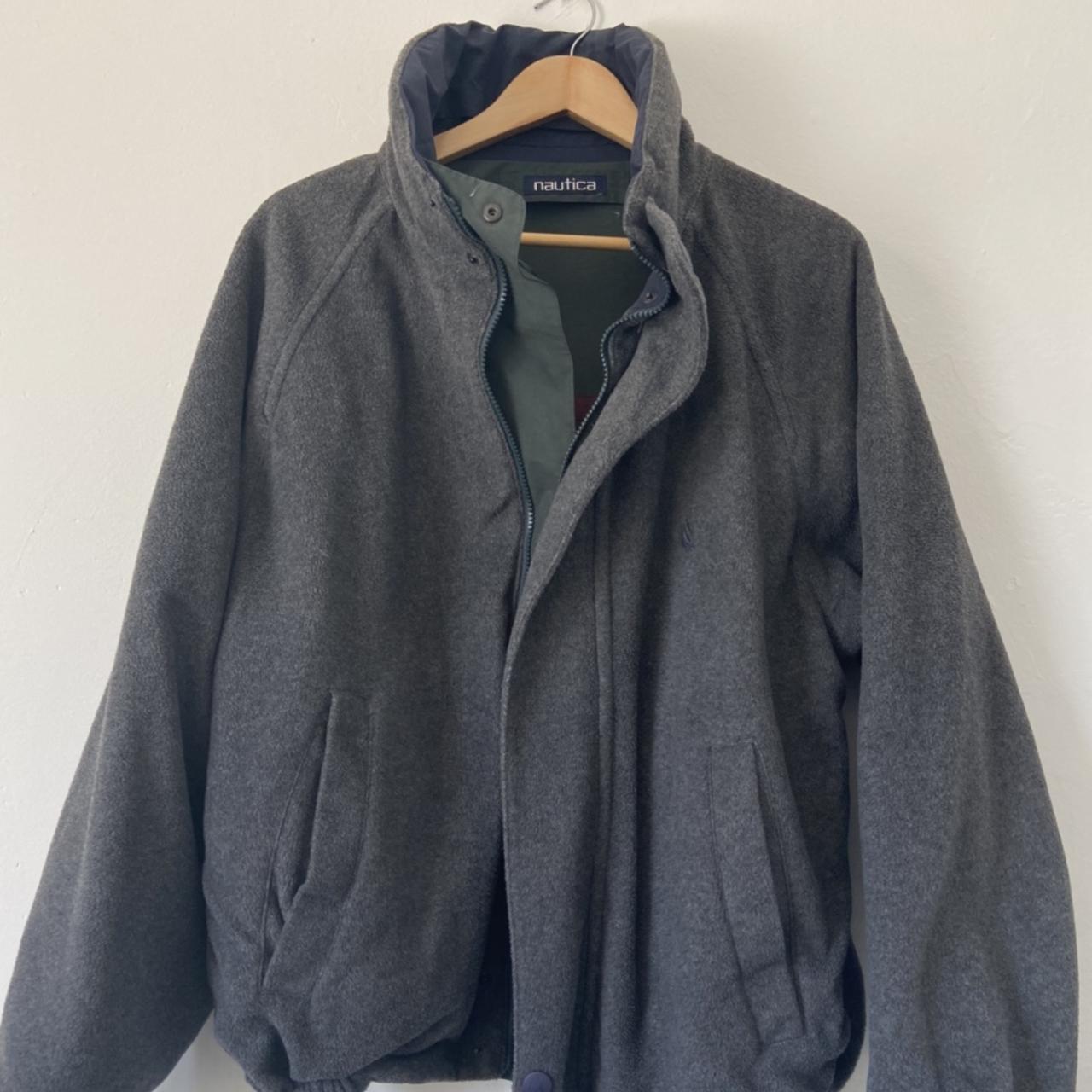 Vintage 90s Nautica Green & Grey Reversible Fleece... - Depop