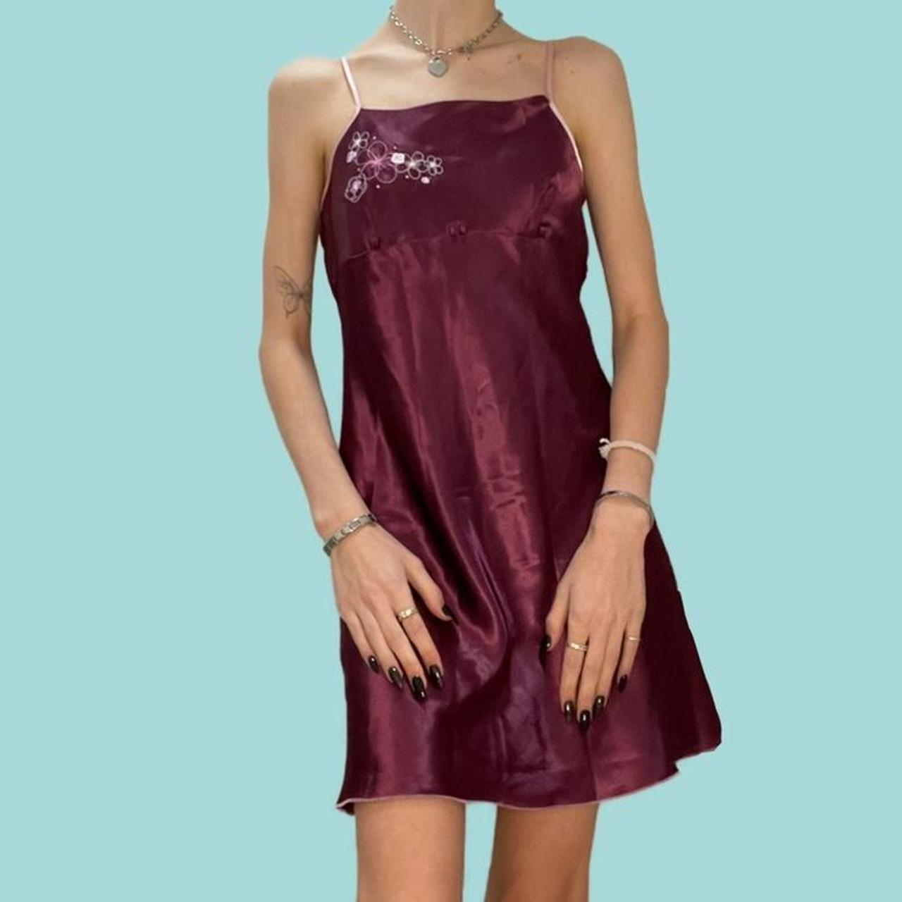 Pretty purple slip dress Floral embroidery... Depop