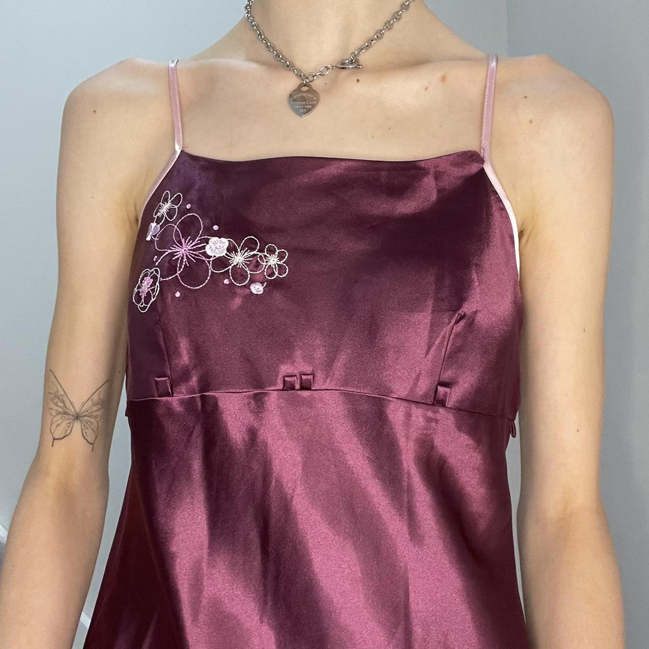 Pretty purple slip dress Floral embroidery... Depop