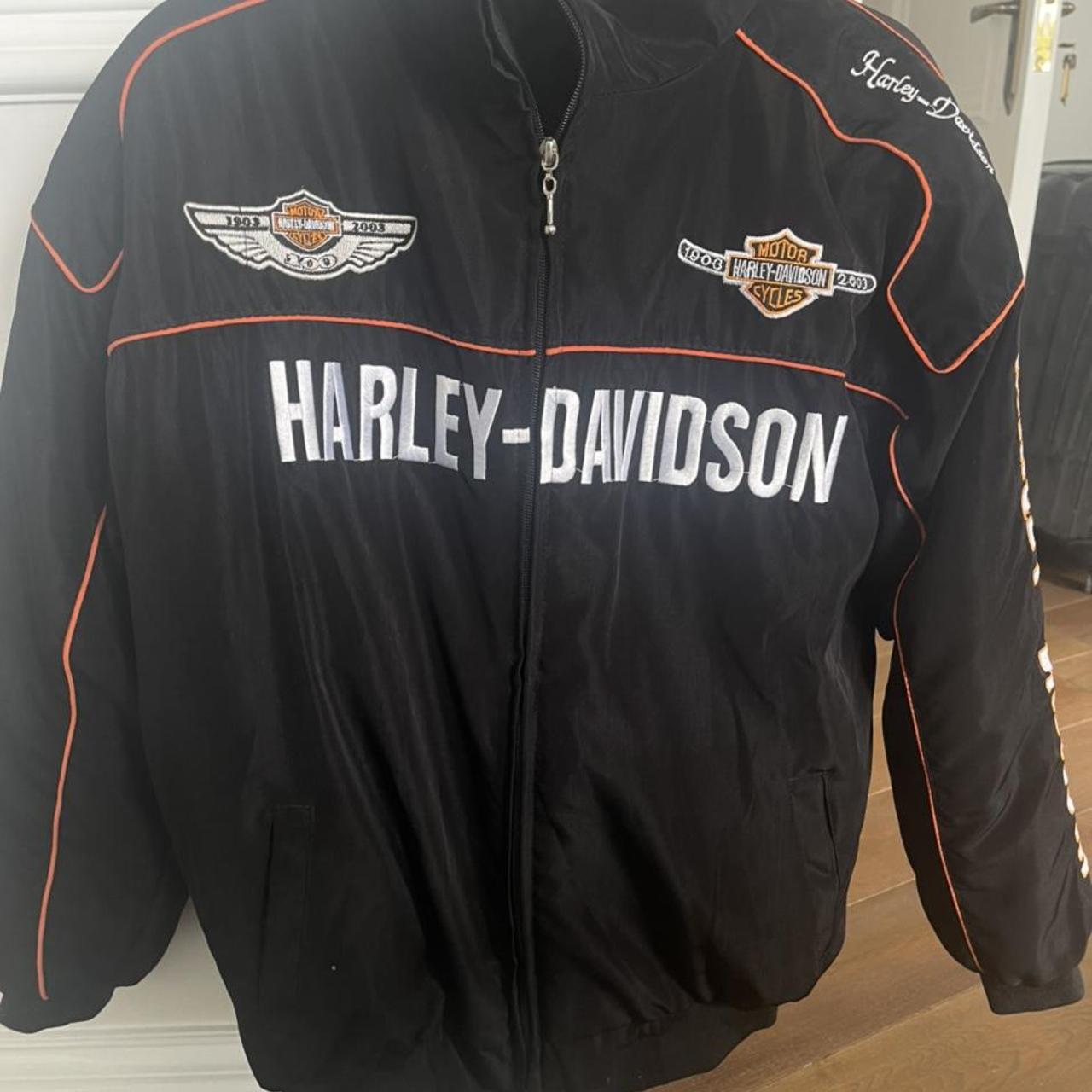 Harley Davidson racer bomber jacket in black. Love... - Depop