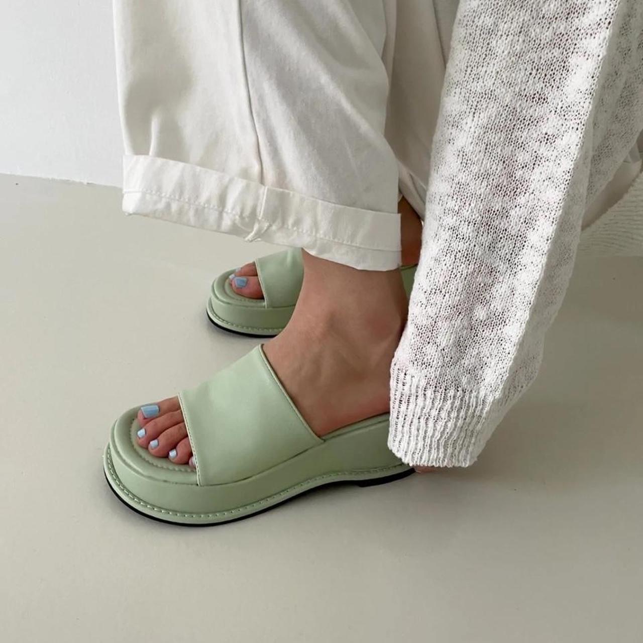 Women's Green Slides Depop