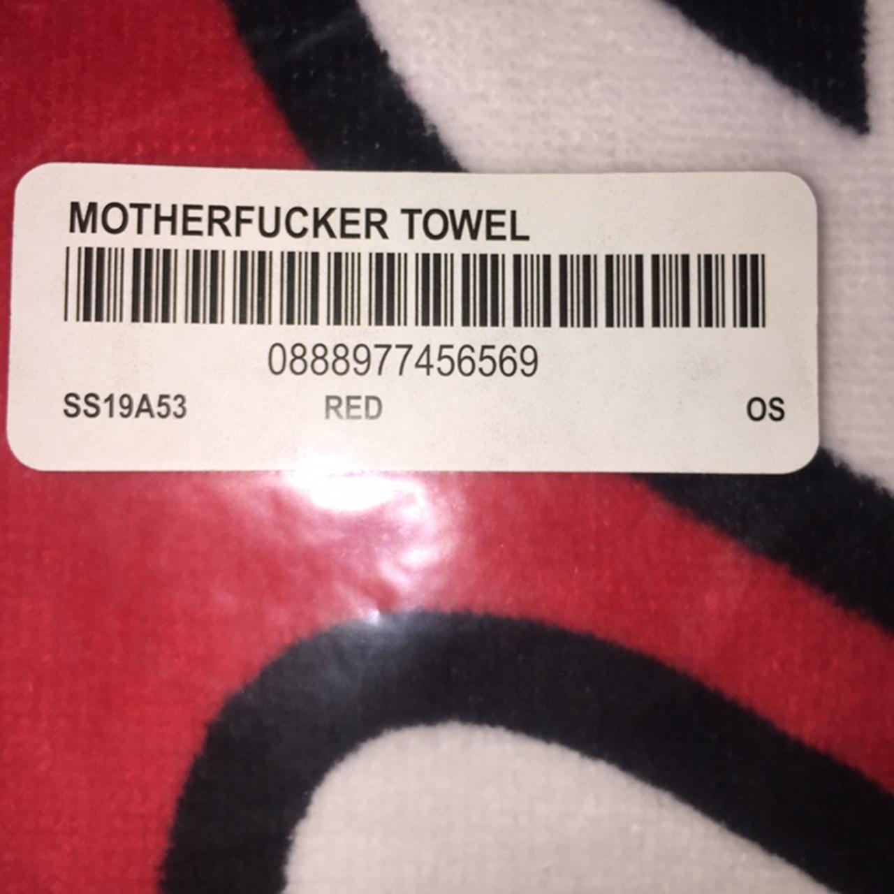 Supreme (SS19) Motherfucker Towel Red... - Depop