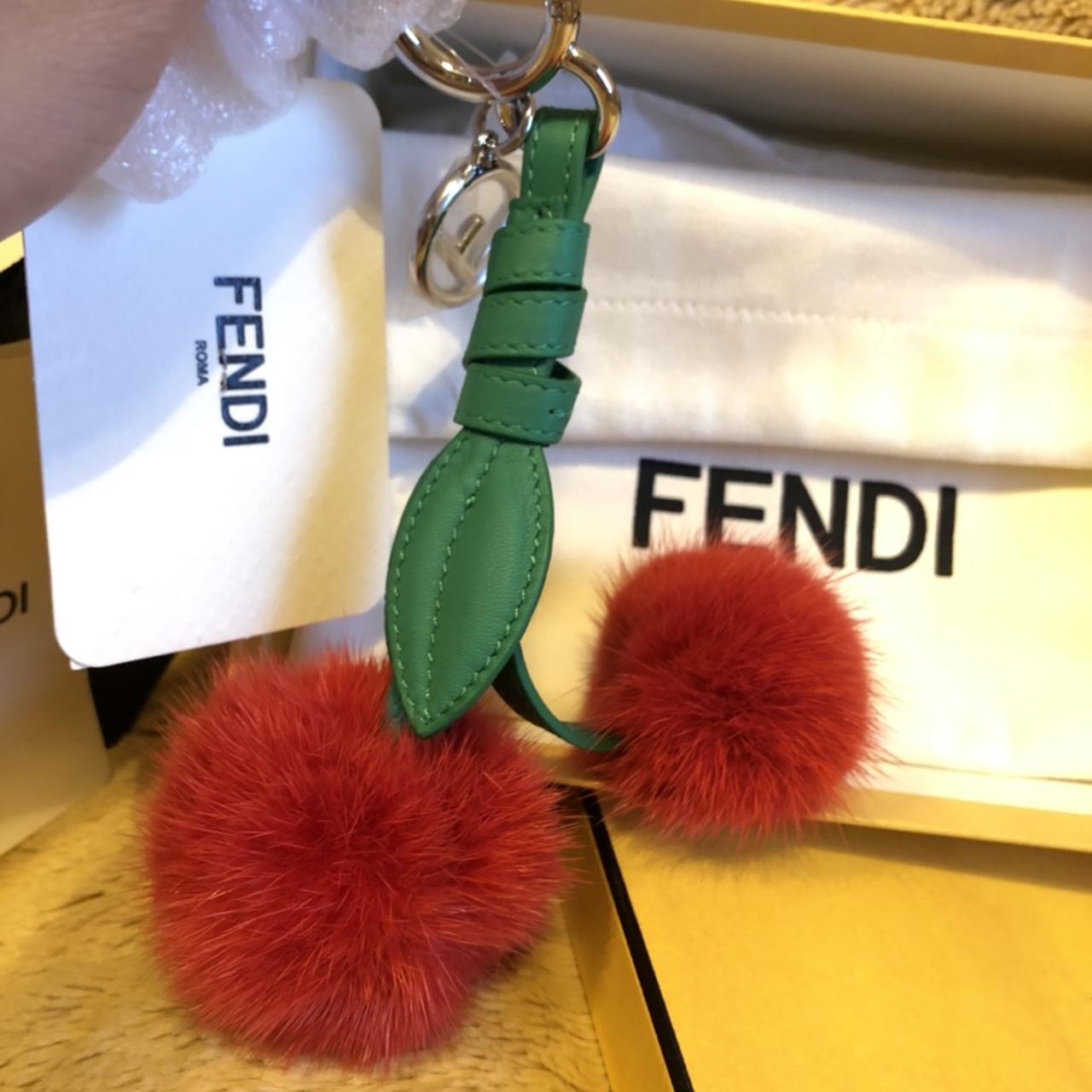 Fendi Cherry Fur Bag Charm - Blue Keychains, Accessories - FEN260755