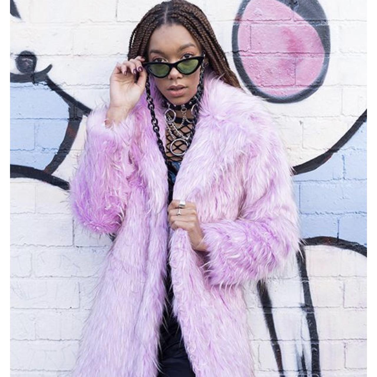 Lilac faux fur outlet jacket