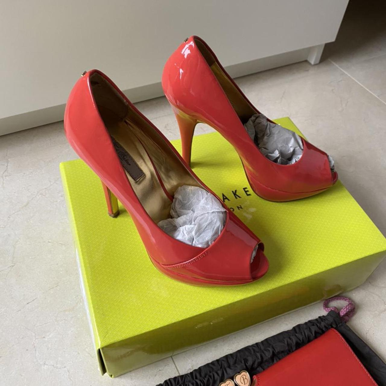 Matching TED BAKER shoes and clutch bag. Coral. Depop