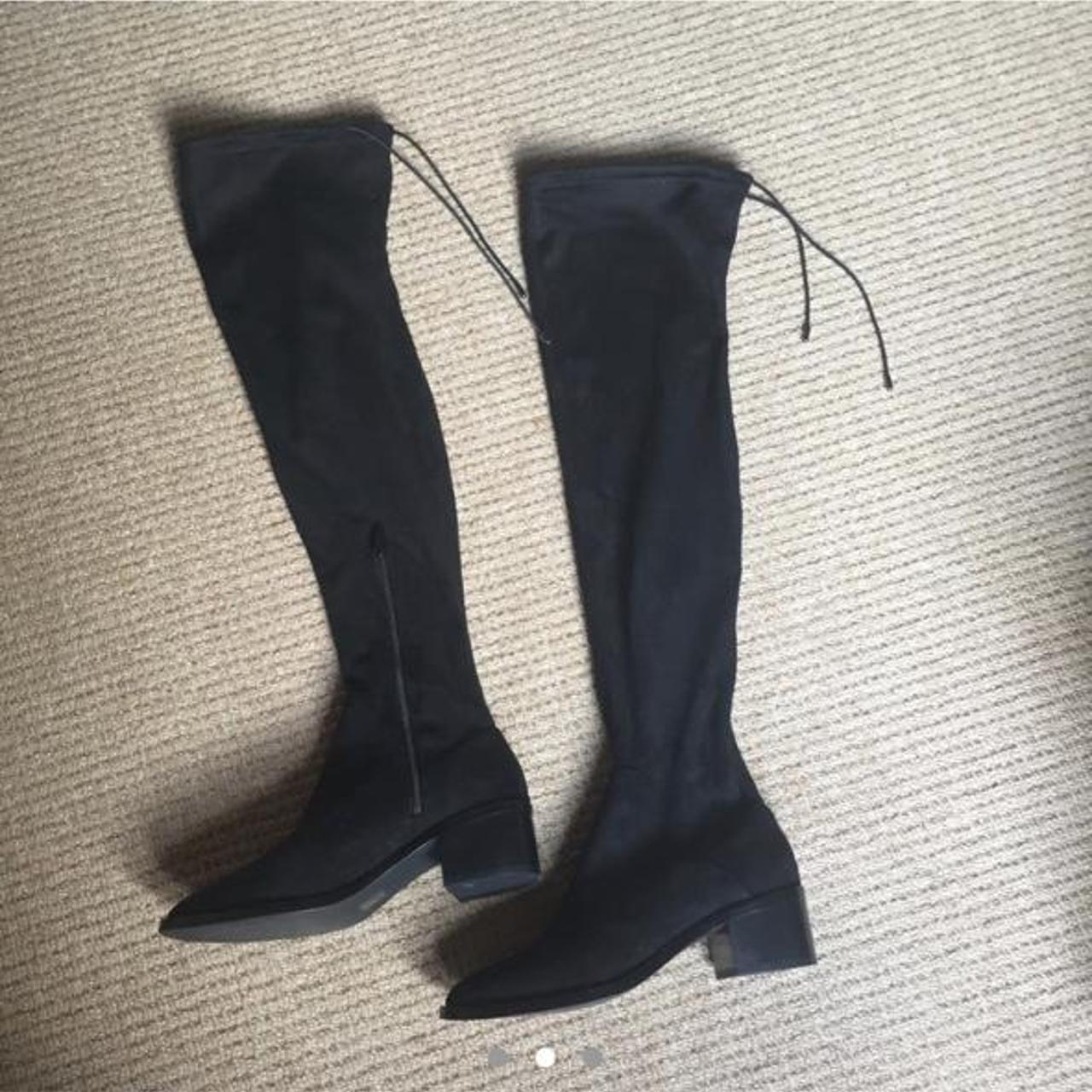 Black Suede Knee High Boots Worn Once Selling Depop 5739