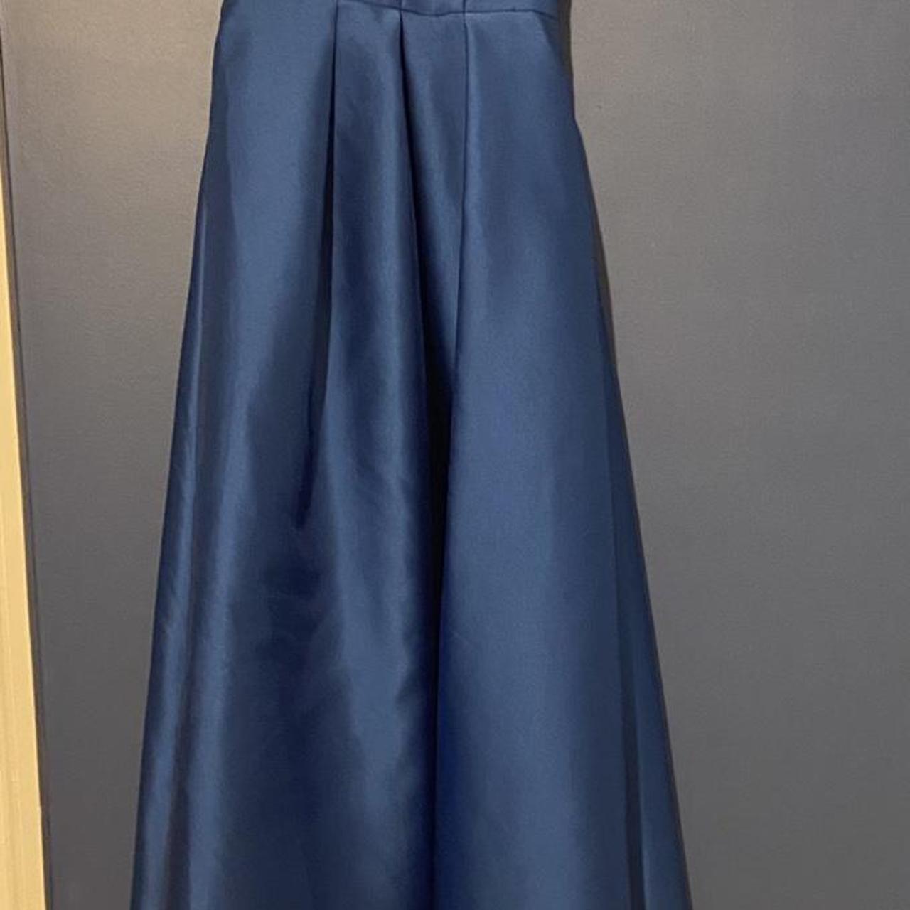 Beautiful blue satin strapless dress. Worn once for... - Depop
