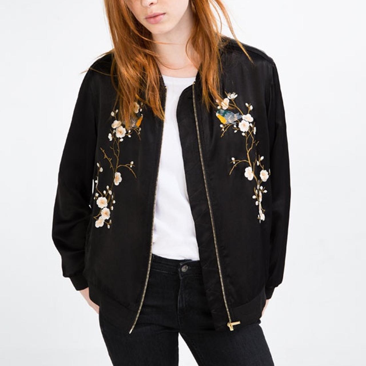 Zara black cheap embroidered jacket