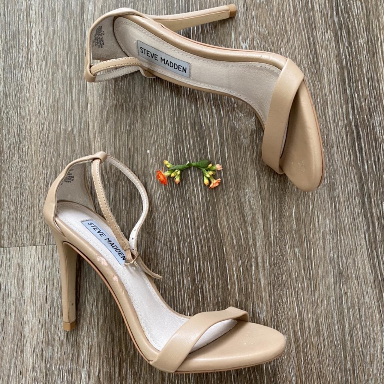 Steve Madden Nude Leather Ankle Strap Heels