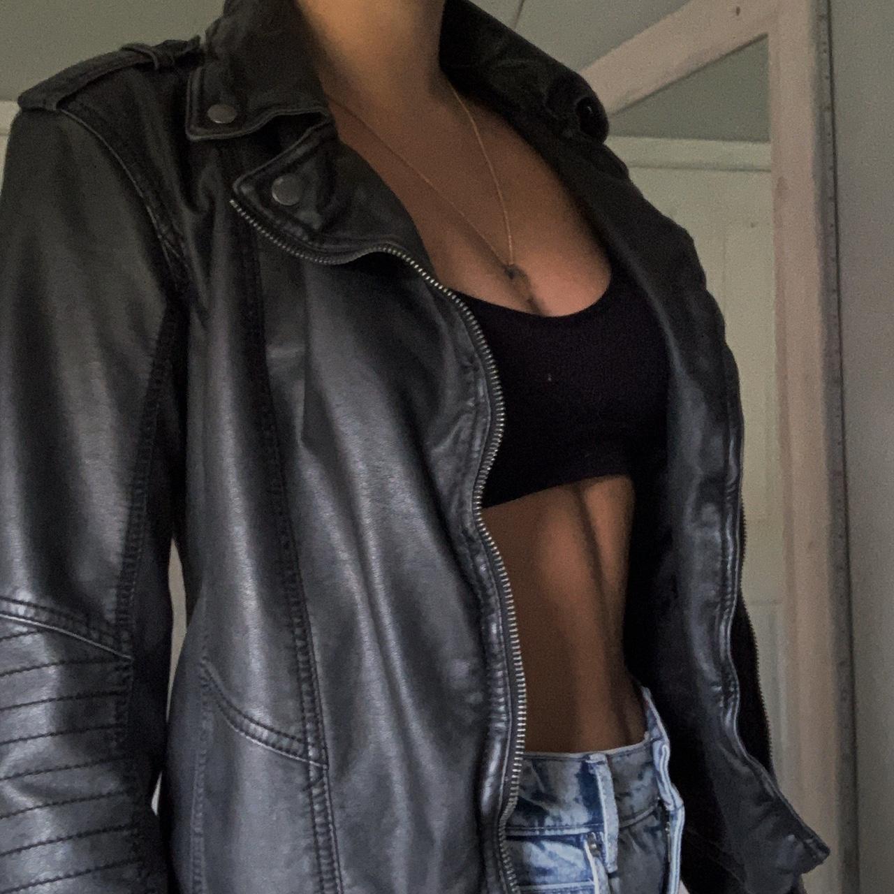 Hollister leather hot sale jacket womens