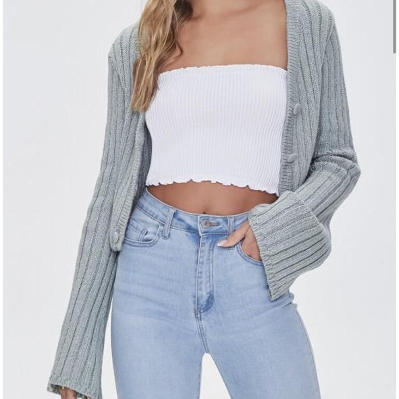 Bell-Sleeve Cardigan Sweater