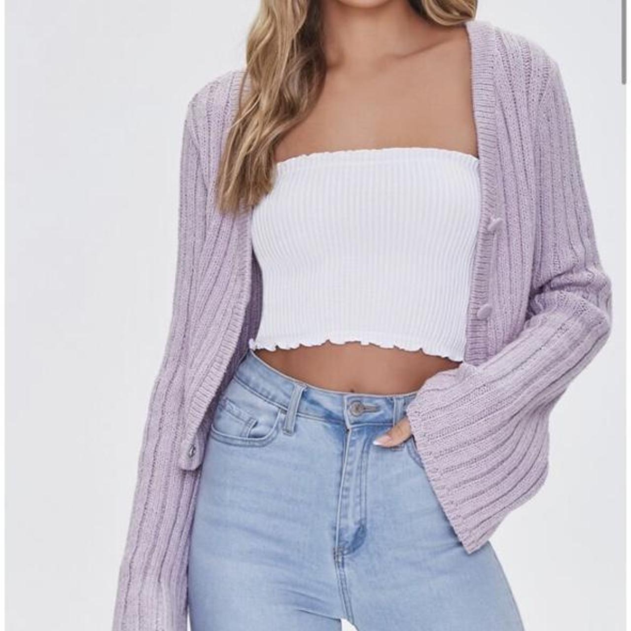 Bell-sleeve cardigan sweater Lavender color Depop