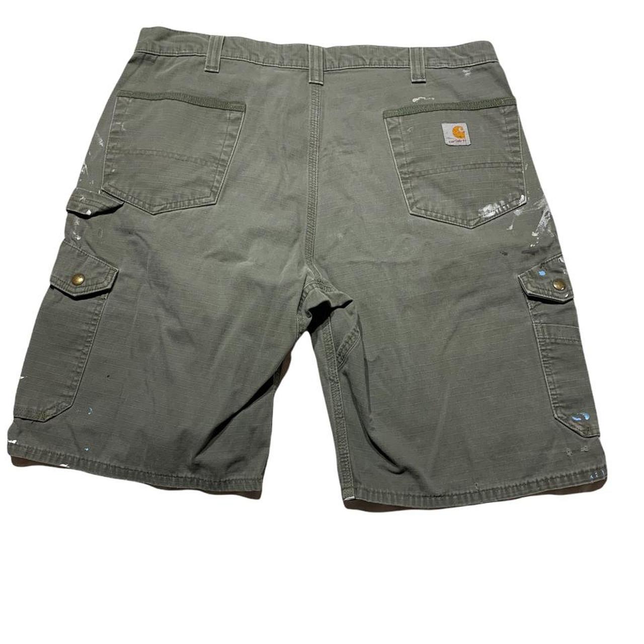 Vintage workwear carhartt paint splatter shorts, see... - Depop