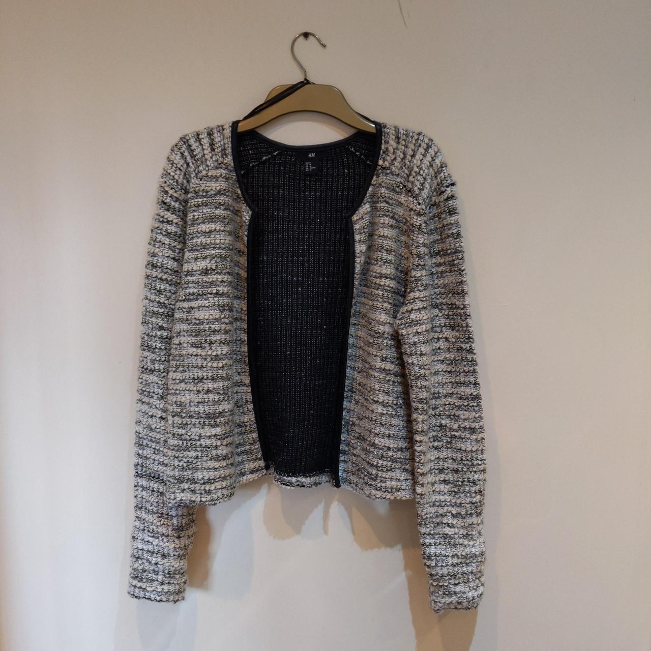 H&M Cream/grey/gold flecked boucle cardigan - Main Image