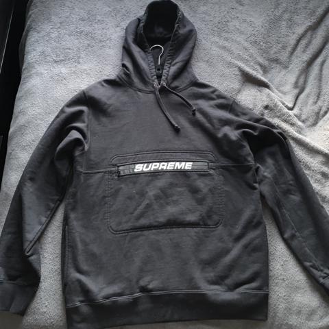 Black Supreme Hoodie Supreme zip pouch hooded... - Depop