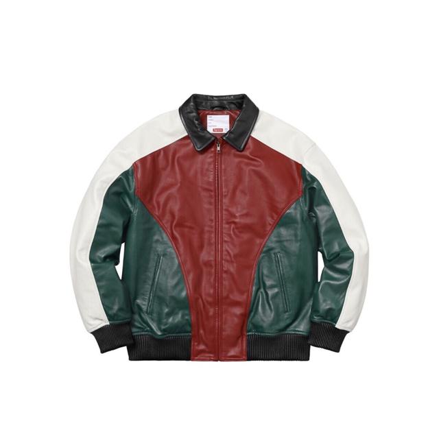 Supreme 2001 S-Wing Logo Leather Varsity Jacket - Depop