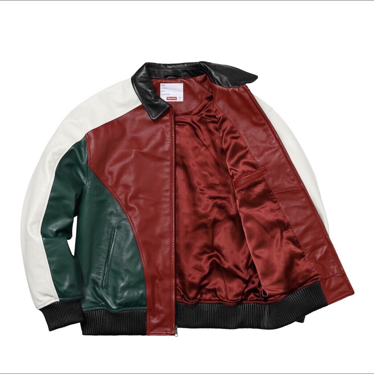 Supreme leather jacket on sale red