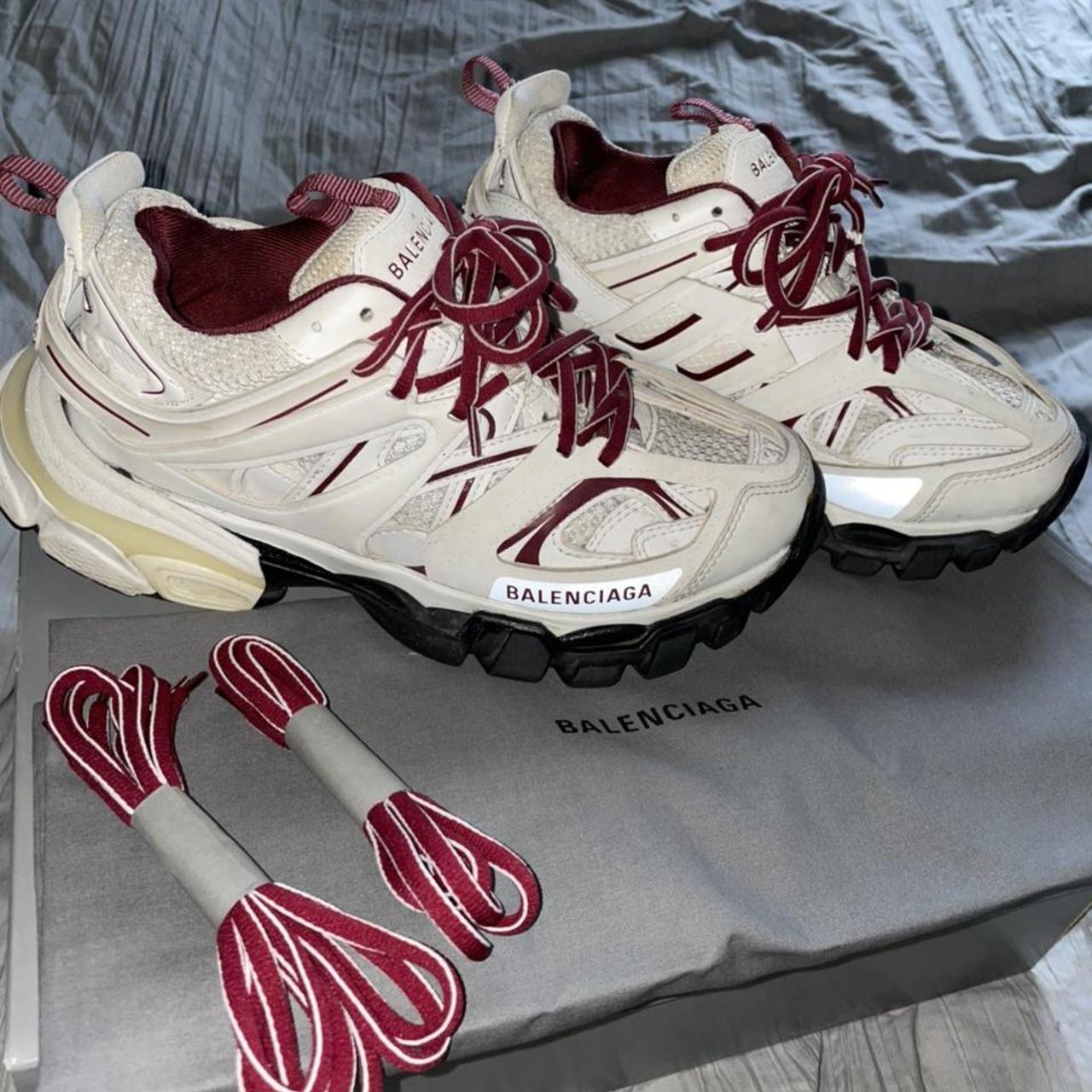 balenciaga track white burgundy