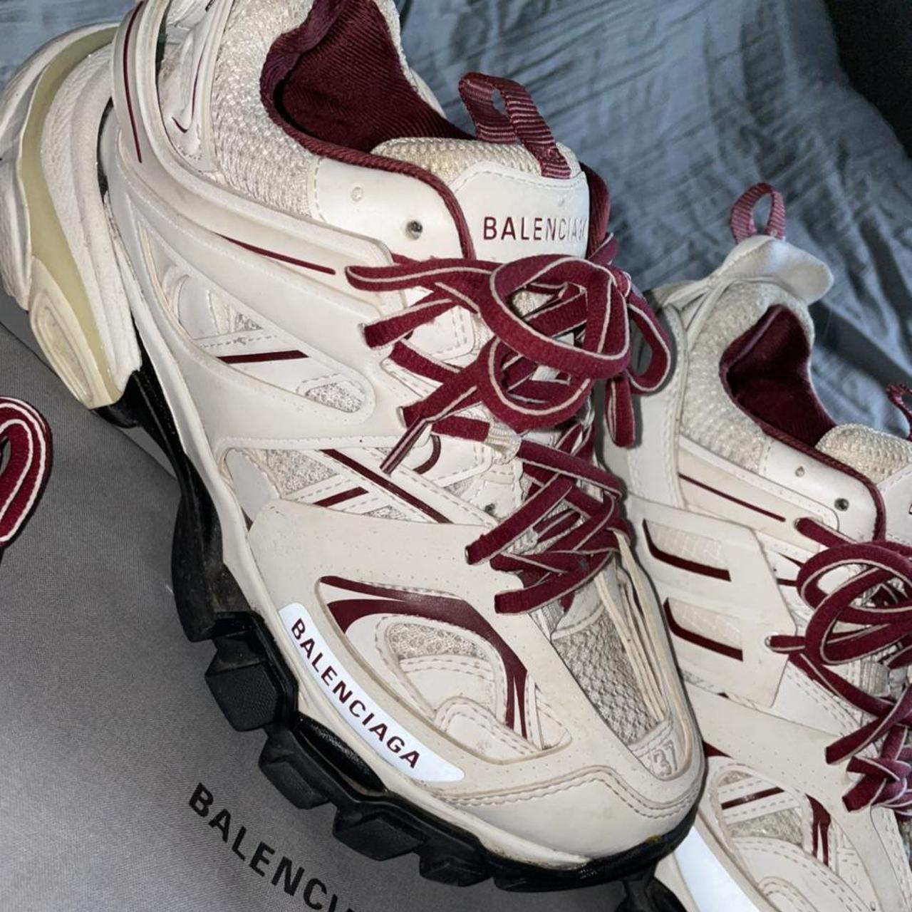 balenciaga track white burgundy