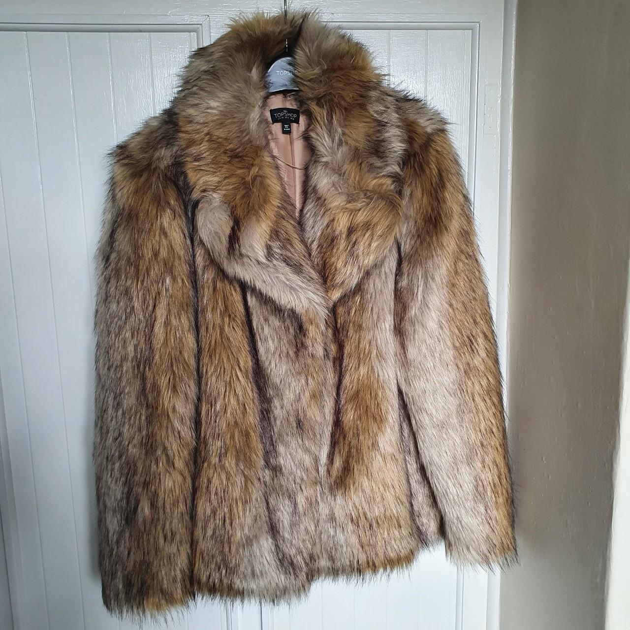 Topshop faux fur coat Beautiful thick #topshop faux - Depop