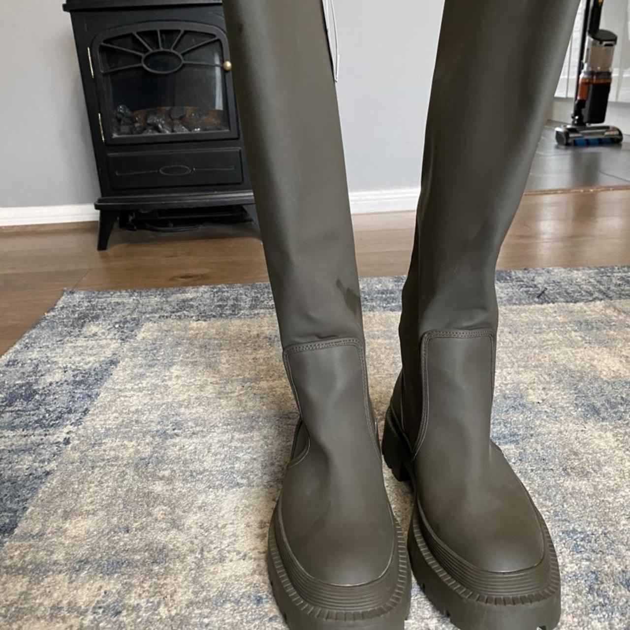 zara green knee high boots