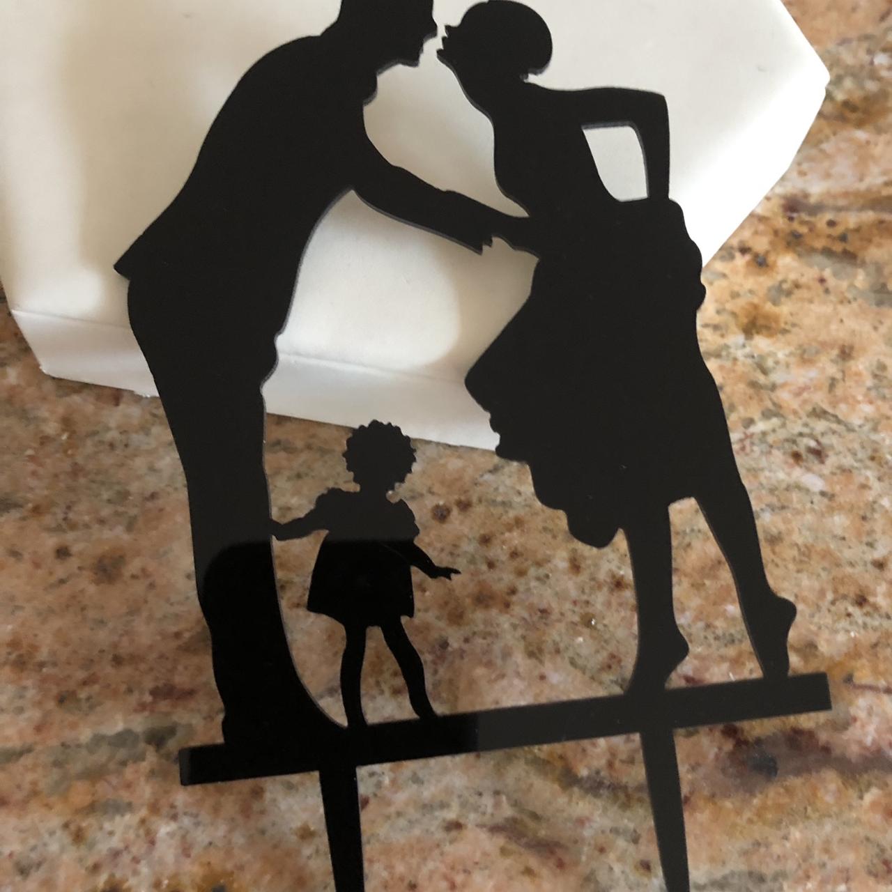 Custom Family Cake Topper,Personalized Silhouette Wedding Cake Topper,Bride  Groom with children,Mr&Mrs Anniversary Party Decor