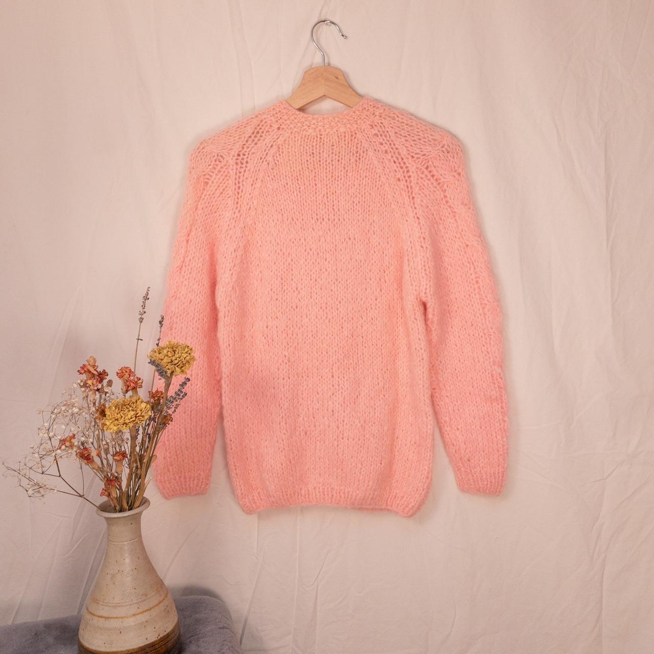 Vintage 50's pink wool mohair cardigan sweater,... - Depop