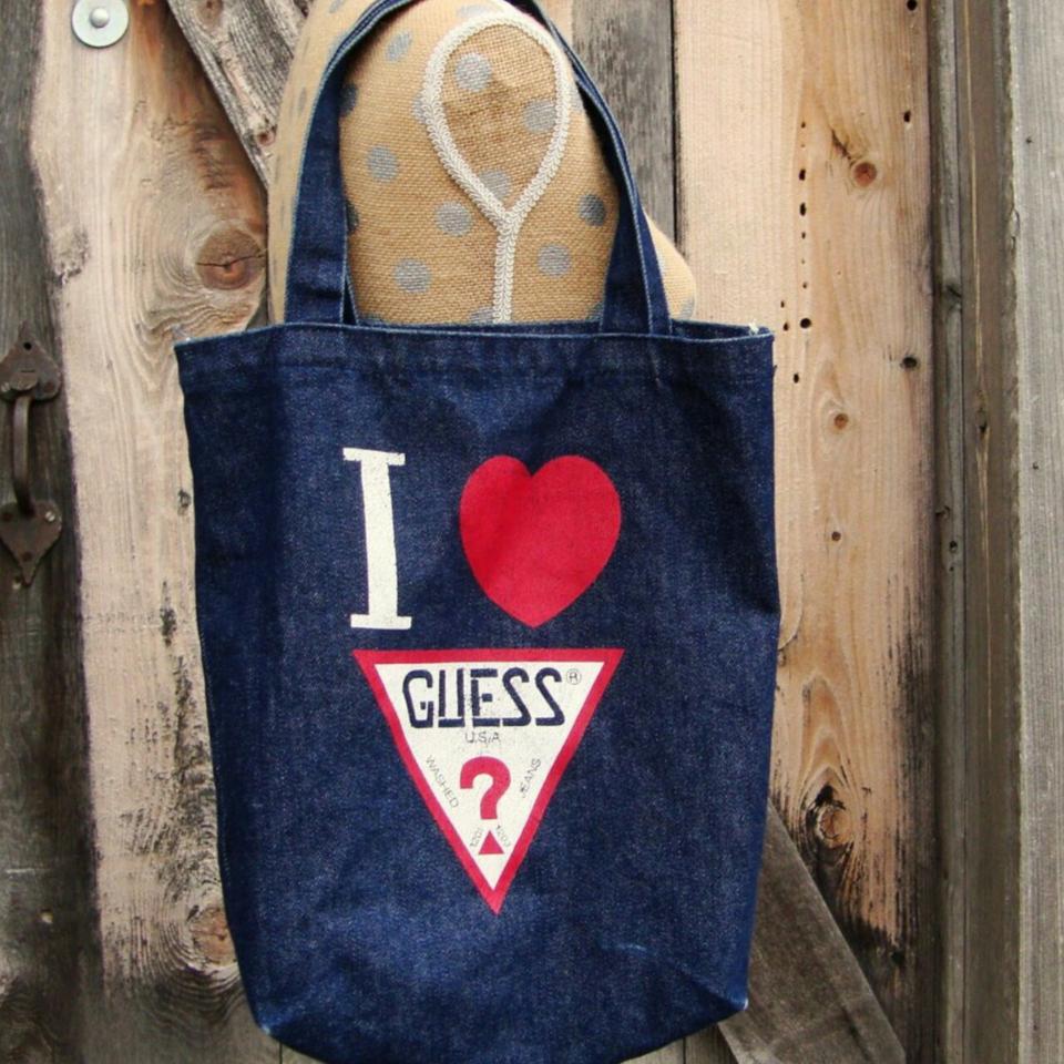 Vintage Guess Jeans Denim Tote Bag I Heart Guess... - Depop