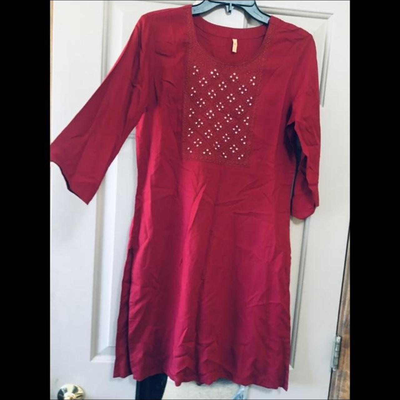 Women's Burgundy and Red Dress | Depop