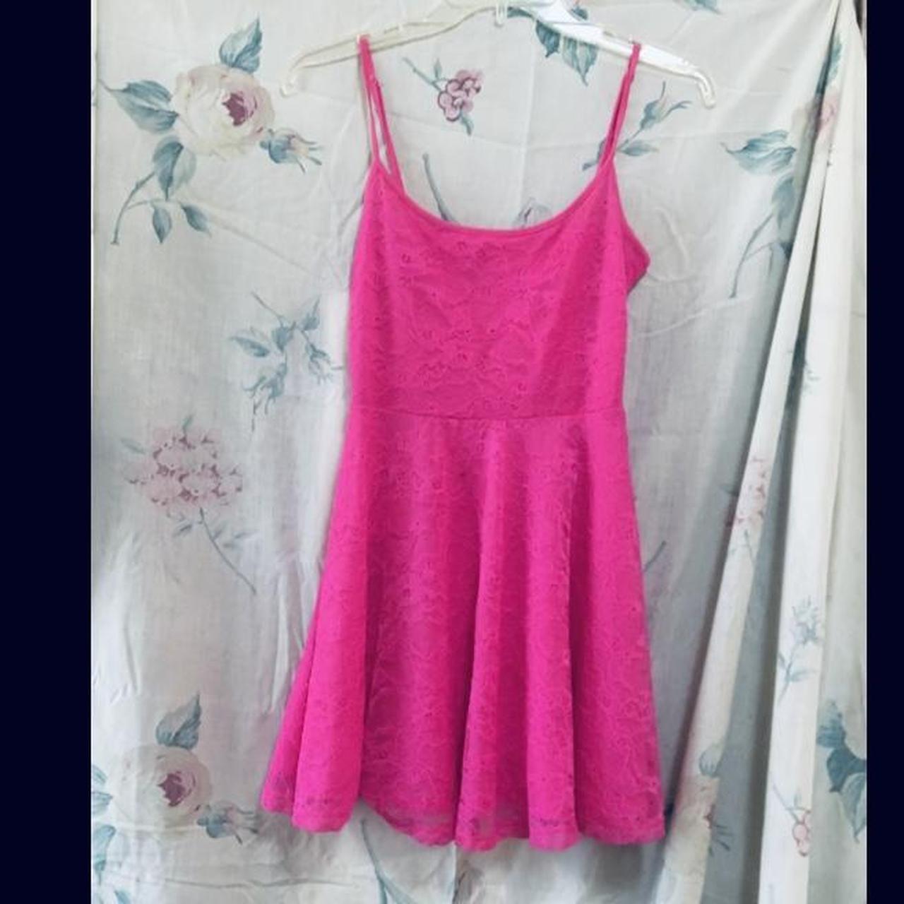 Pink Lace Slip Dress Color Neon Hot Pink Size 4... Depop