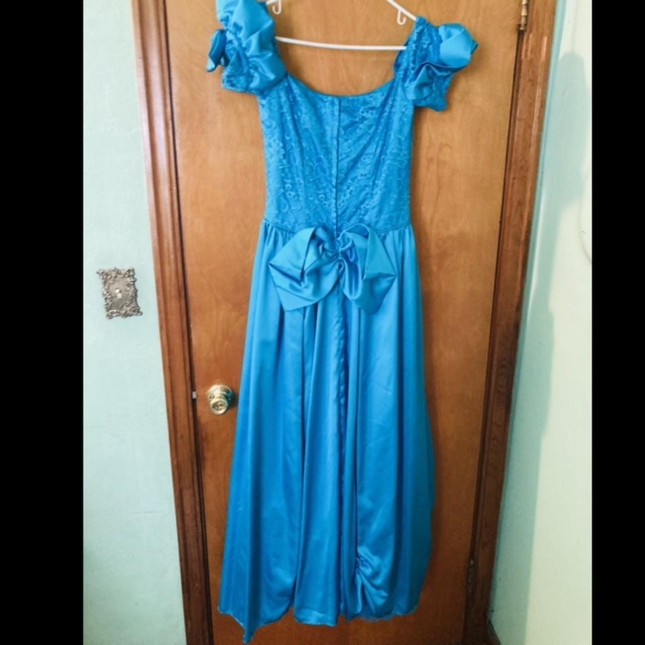 Vintage 70s/80s Blue Ball Gown Color: Bright vivid... - Depop