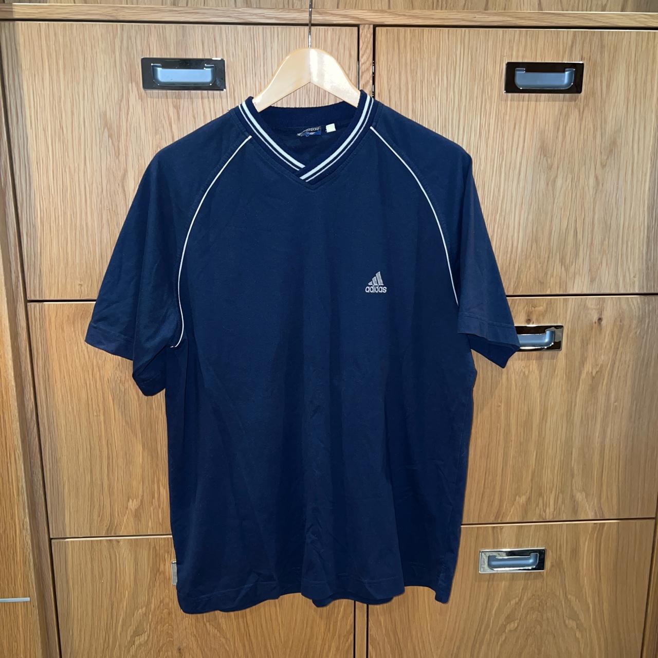 Vintage navy Adidas t shirt, unsure of exact size... - Depop