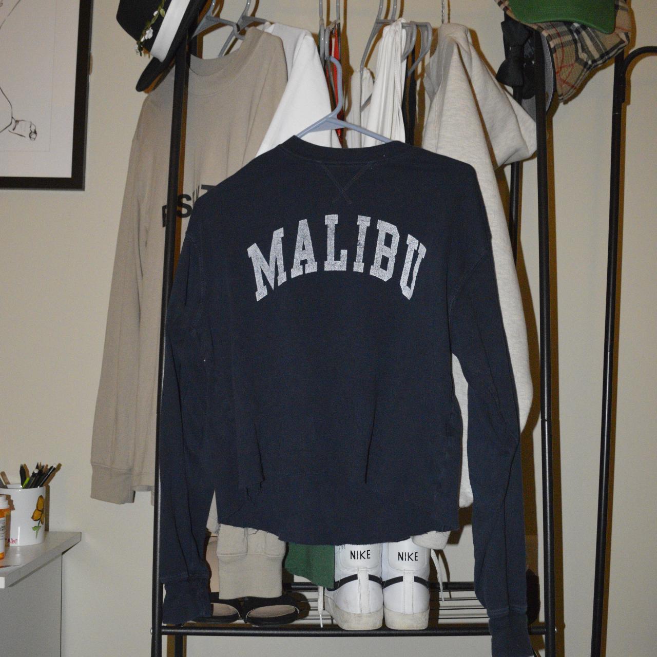 Brandy Melville Men's Navy and White Hoodie Depop