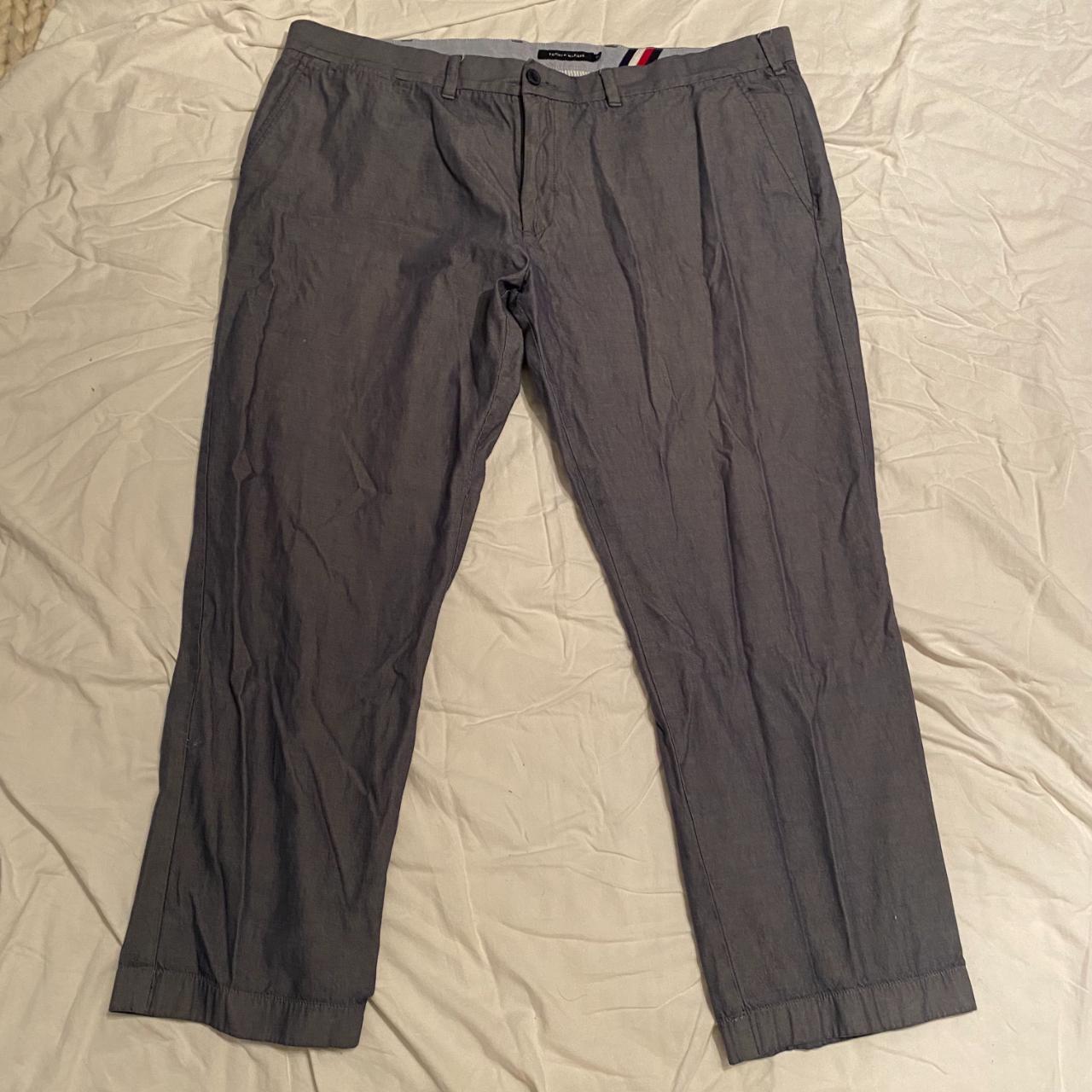 Tommy Hilfiger Men's Grey and Blue Trousers | Depop