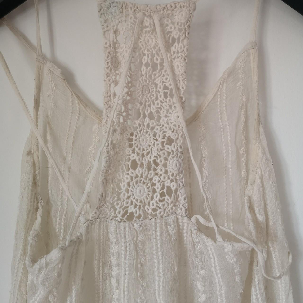 Creamy/ off white silky mesh floaty boho Free People... - Depop