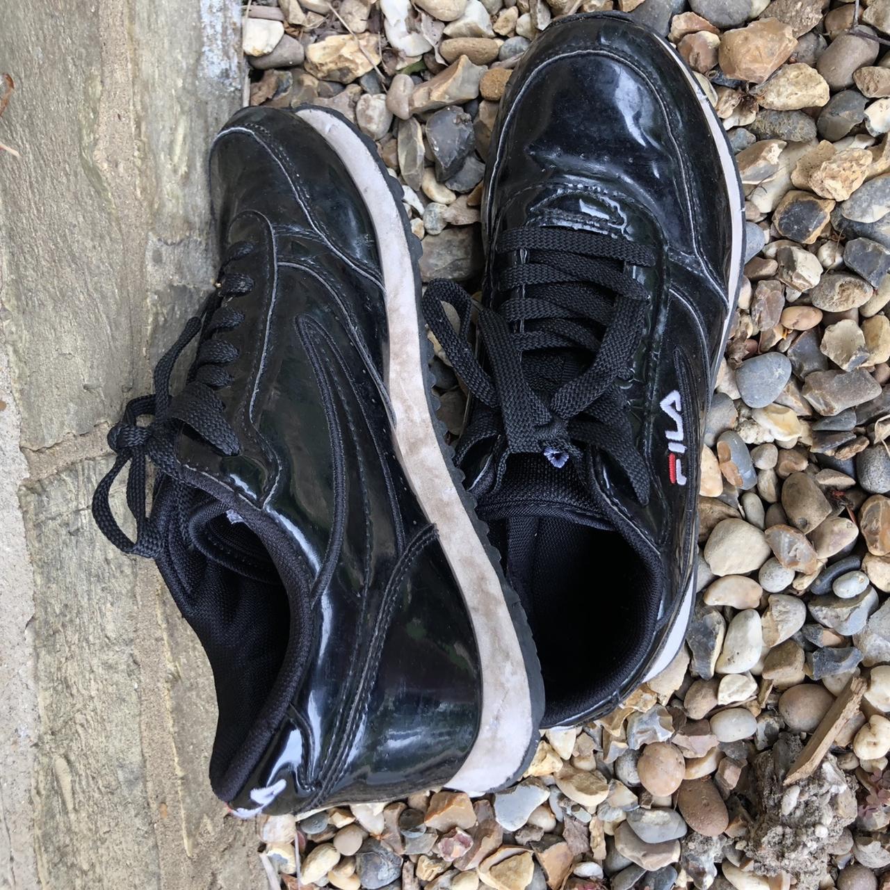 shiny fila shoes