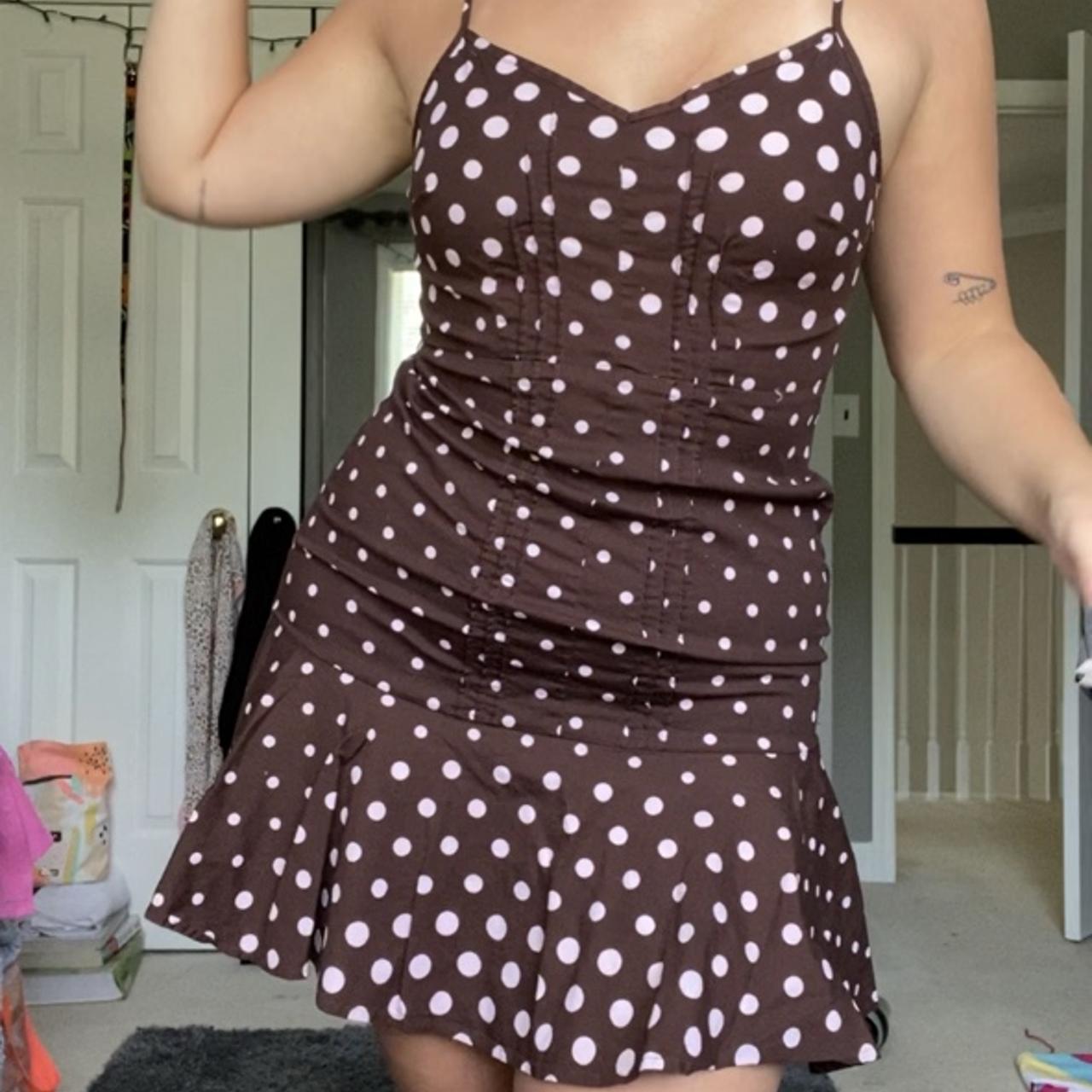 kimchi blue dress. brown and light pink. labeled... Depop