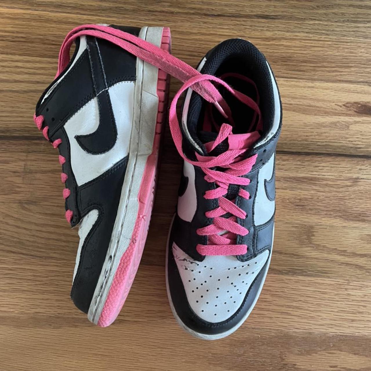 Nike Dunk Low Black White and Pink (2009) US Wms 7.5... - Depop