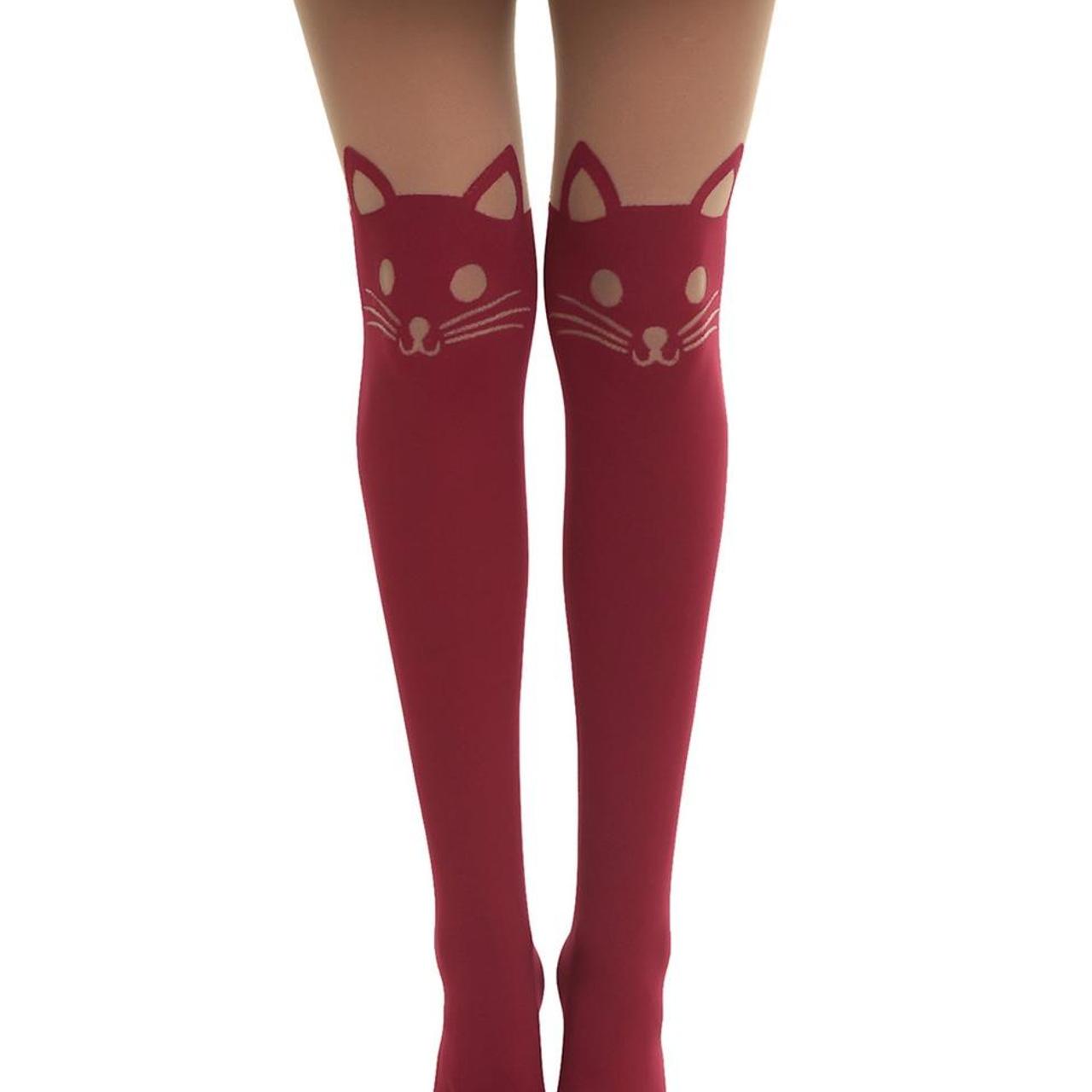 Hot Topic Women's Burgundy and Tan Hosiery-tights