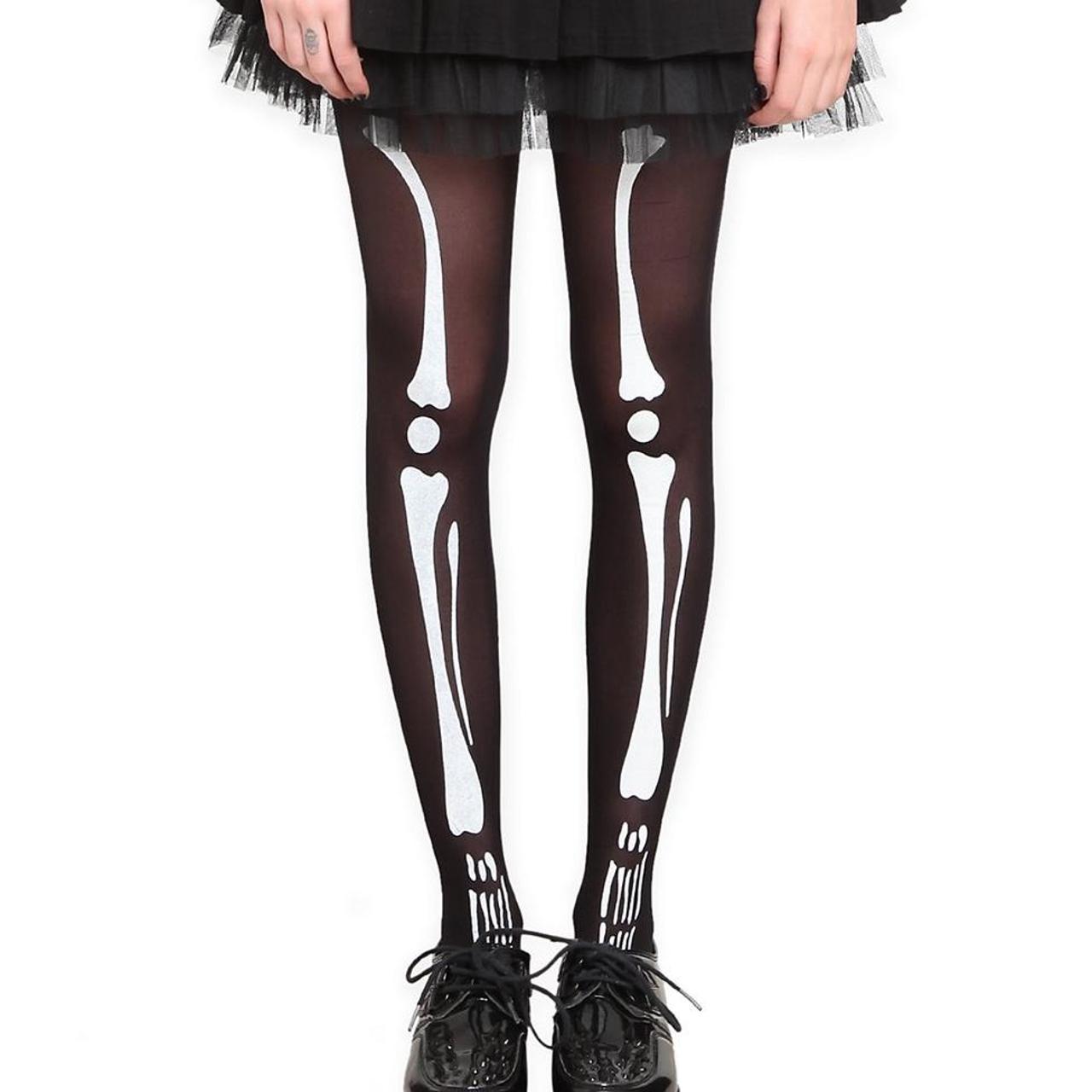 Hot Topic Women's Black and White Hosiery-tights