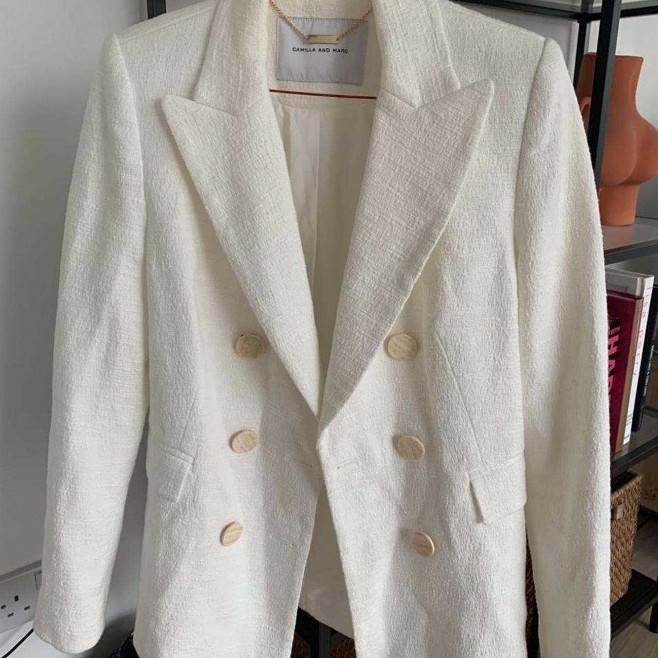 Camilla & Marc white bicycle blazer Uk:8 but fits a... - Depop