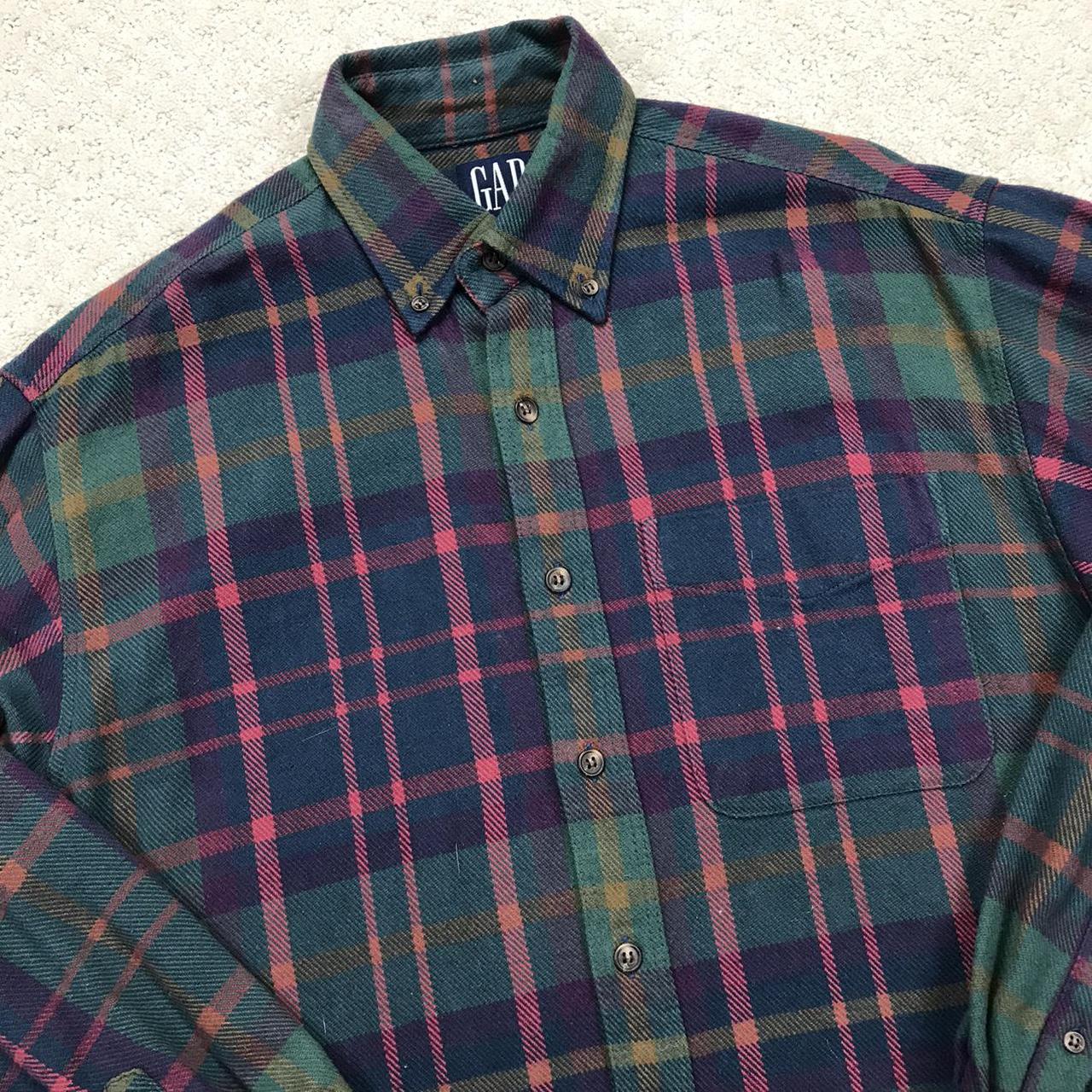 Gap Plaid Flannel Button Down Collared Shirt.... - Depop